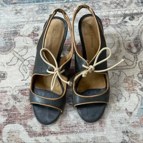 J Shoes Leather Gray Open Toe Lace Women’s Heels Size 9. N - Picture 4 of 8